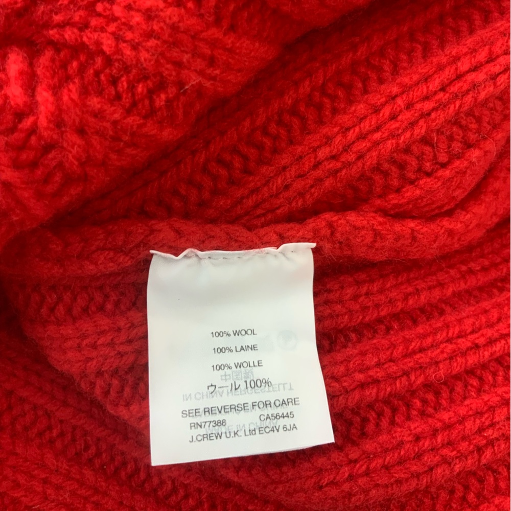 NWT J. Crew Hawthorne Cable Knit Pom Pom Wool Sweater Size L - Picture 8 of 8